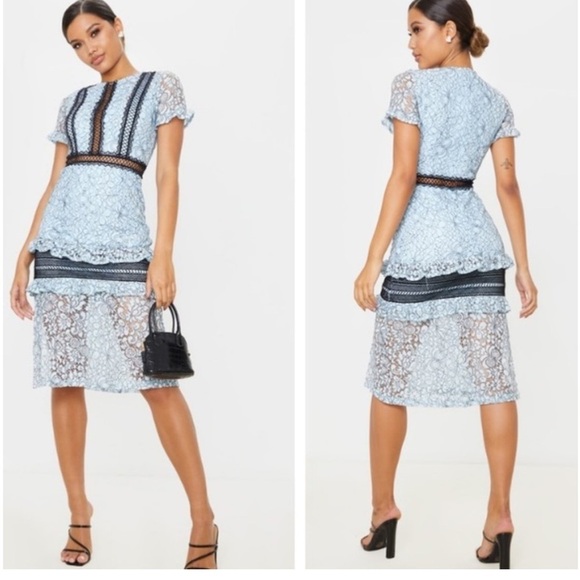 Pretty Little Things Maxi Dress lace detail size 2 UK 6 wedding summer - Picture 2 of 11